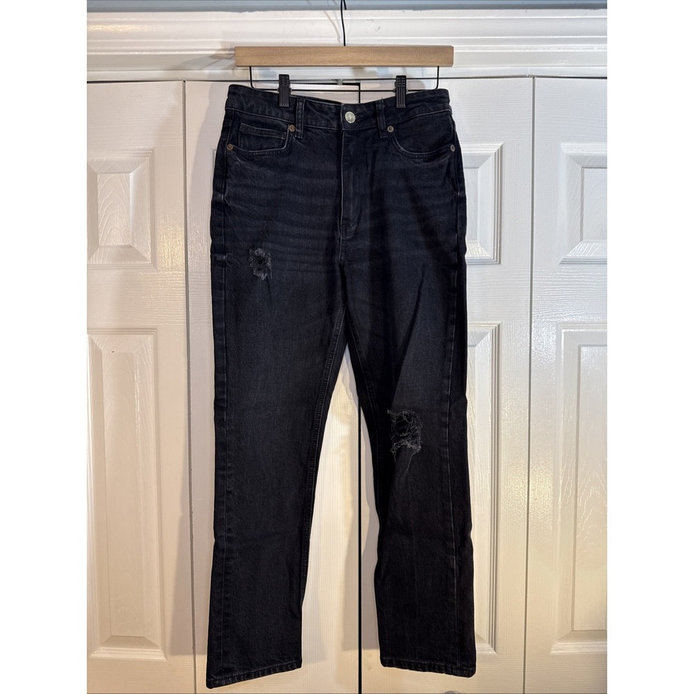 Zara High Rise Full Length Straight Leg Jeans Women's‎ Size 8 Distressed EUC